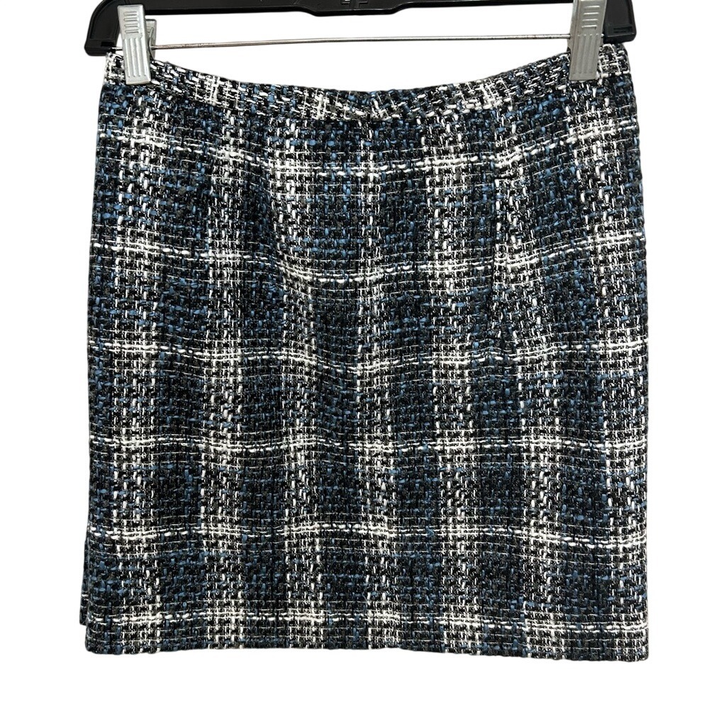Ann Taylor LOFT Tweed  Mini Shift Skirt Forever Navy Side Slit  NWOT‎ Sz OP Twee